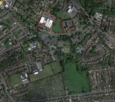 Arial map of land around Spelthorne Leisure Centre