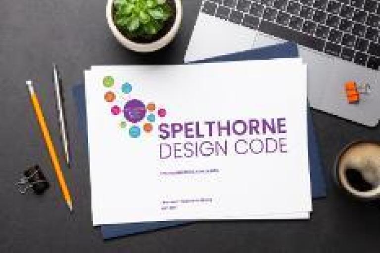 Spelthorne Design Code with laptop image